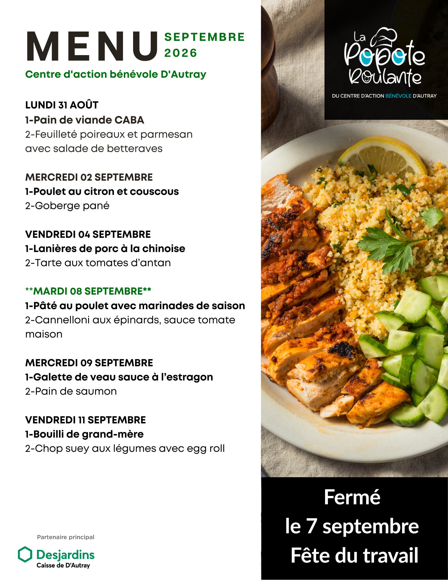 Menu popote septembre  p1