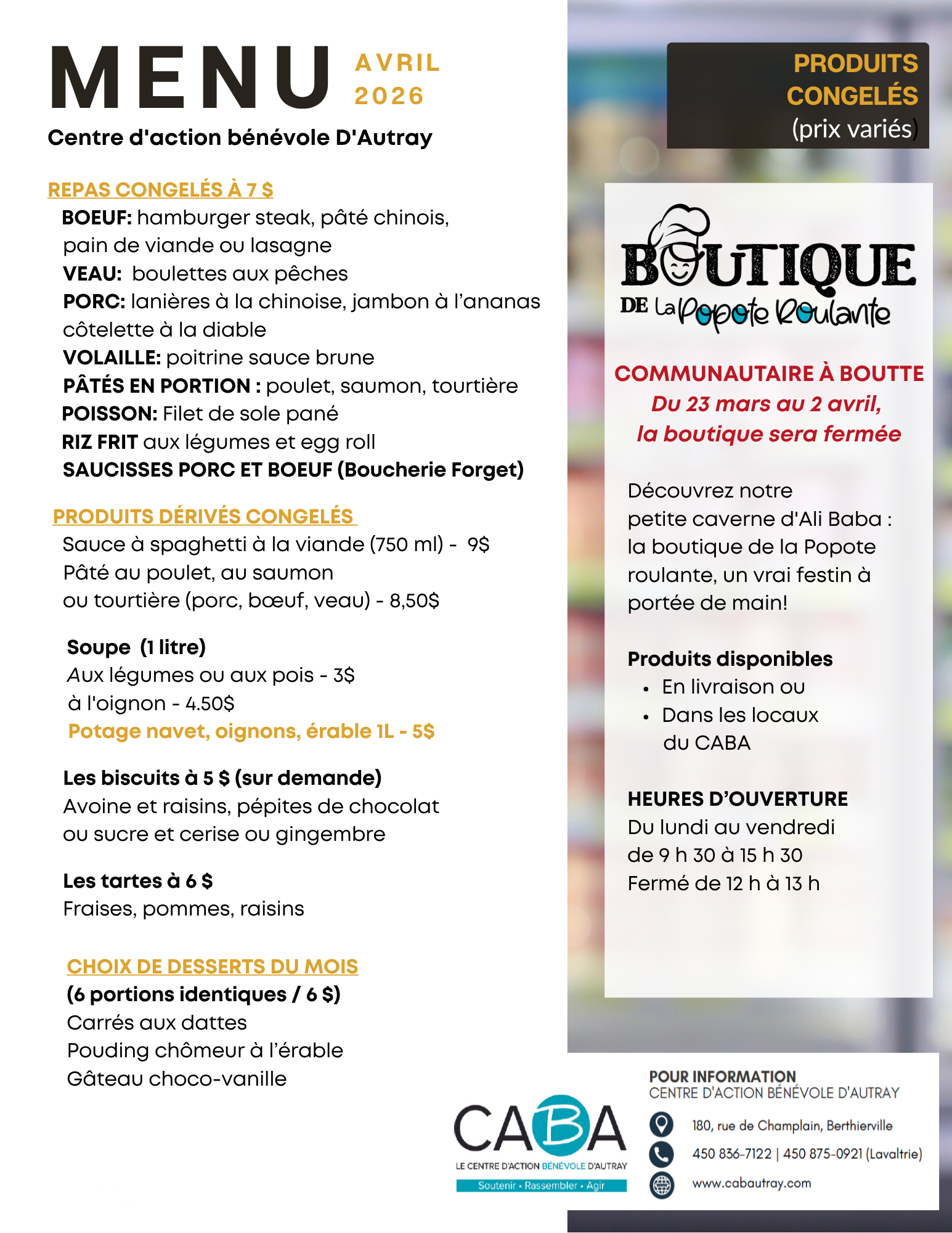 Produits congelés avril