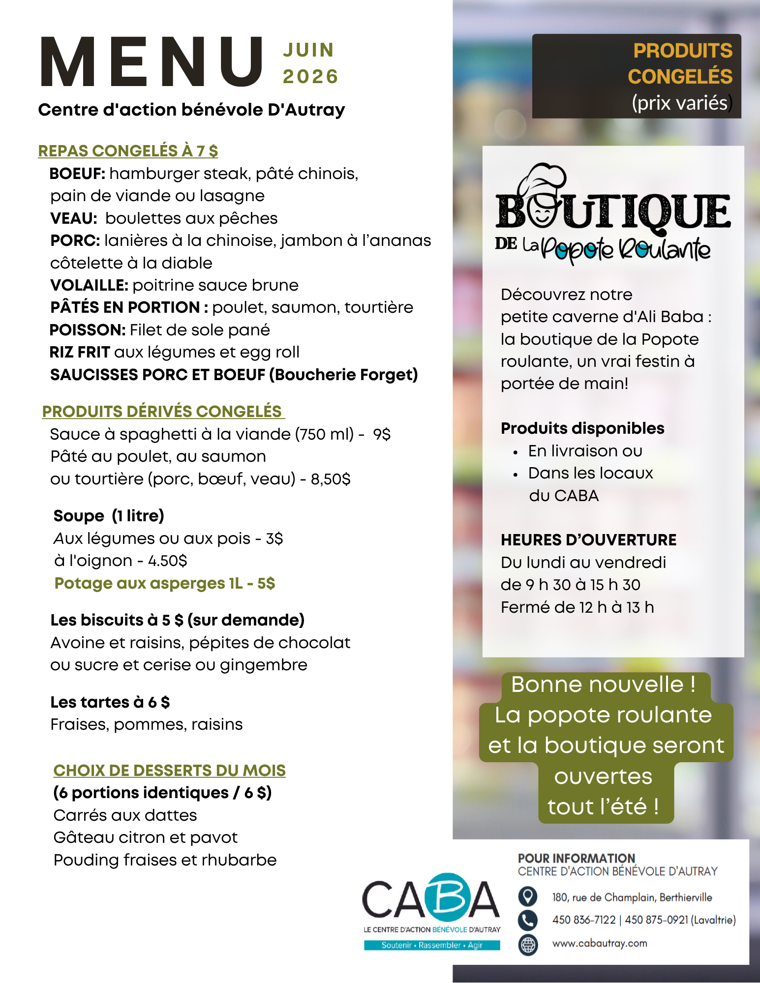 Produits congelés juin 