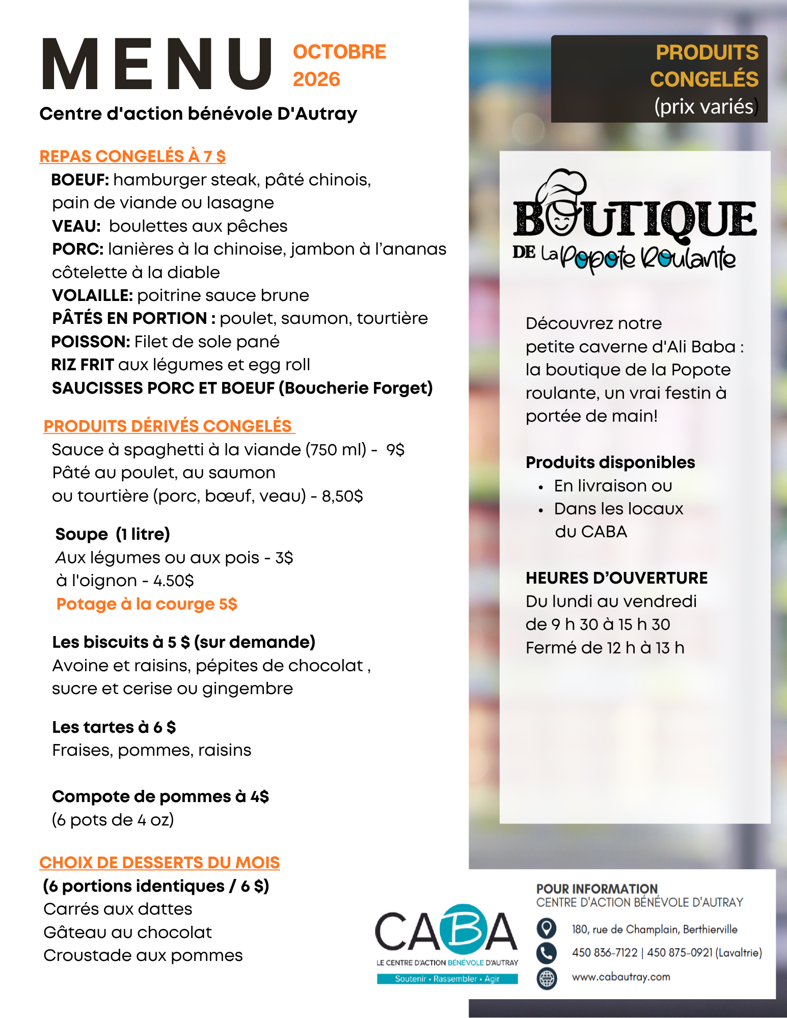 Produits congelés octobre